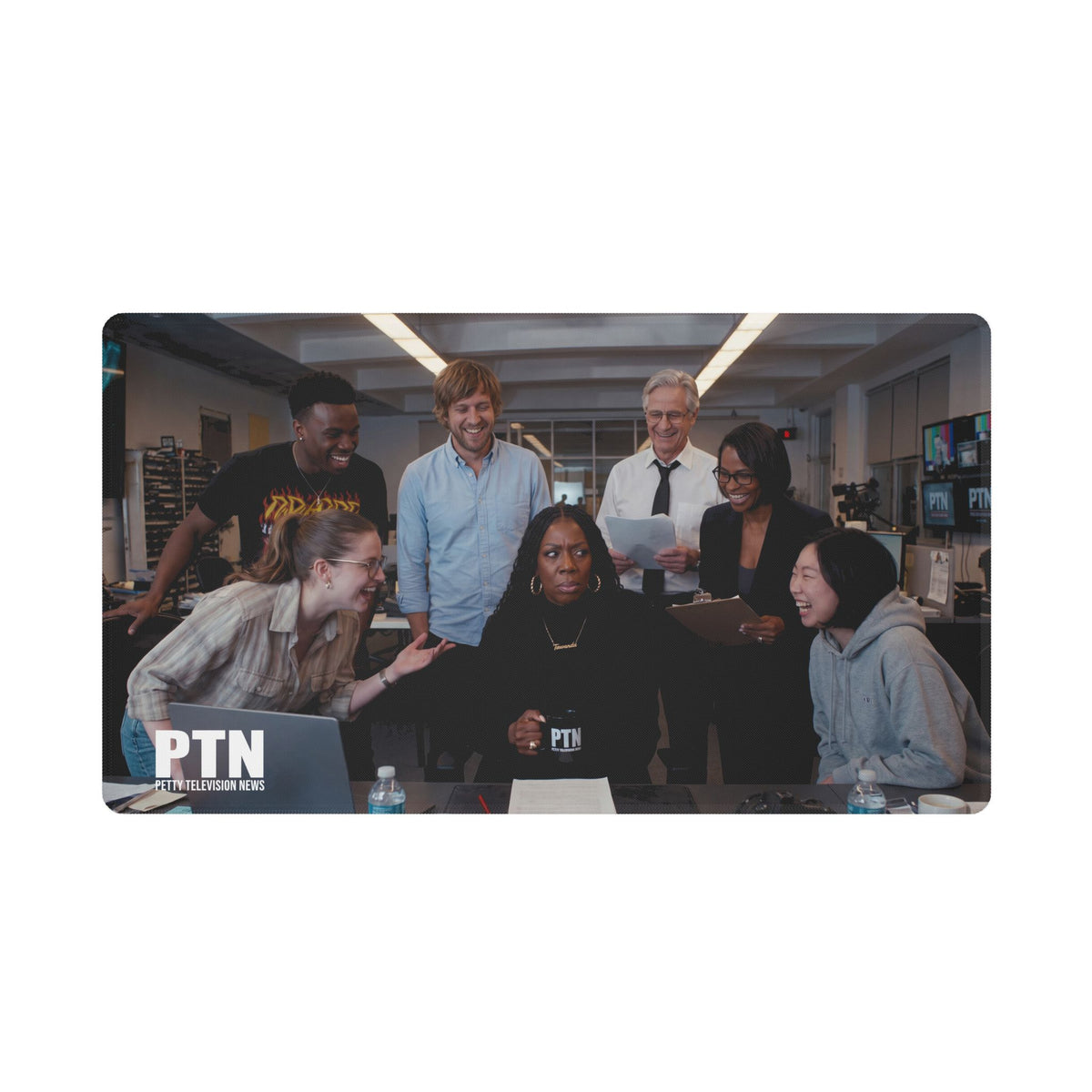 PTN Newsroom Team Photo Stitched Edge Desk Mat